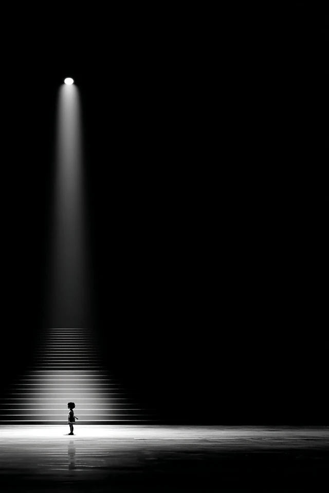 Minimalist Photography Lonely Figure and Staircase