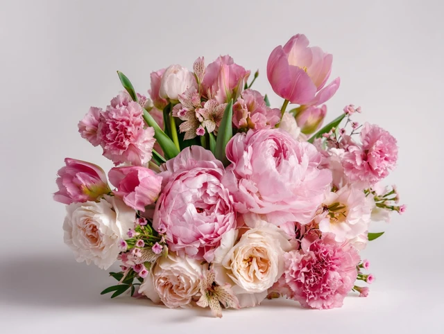 Pink Floral Bouquet with Peonies and Roses