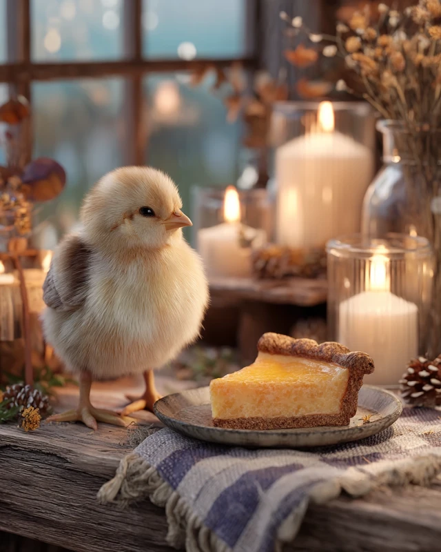 Thanksgiving Chick 3D Illustration Cozy Fall Scene