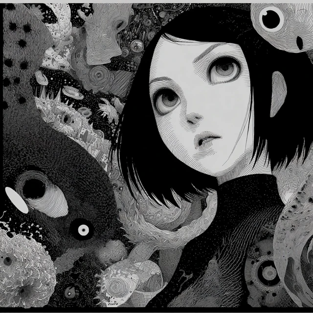 Junji Ito Anime Girl Horror Art