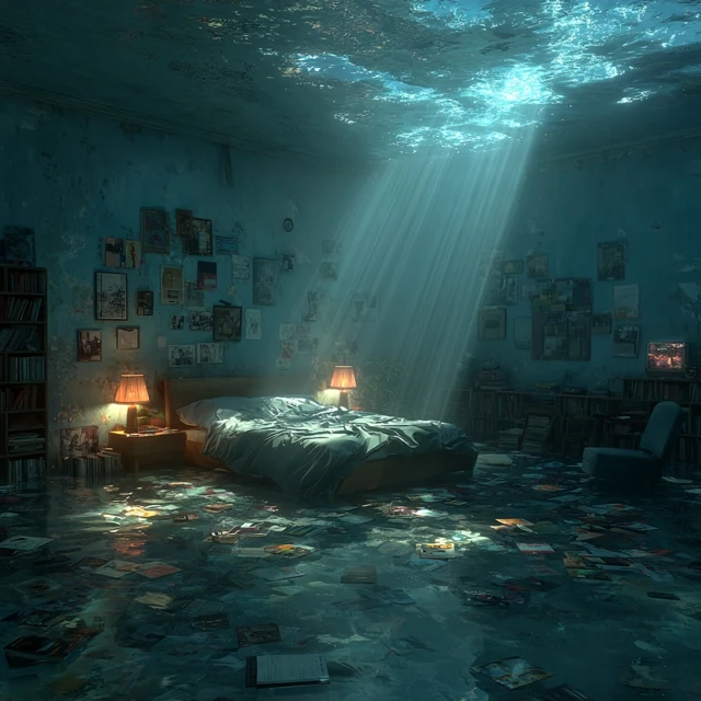 Underwater Bedroom Surreal Blue Tones Lofi Aesthetic