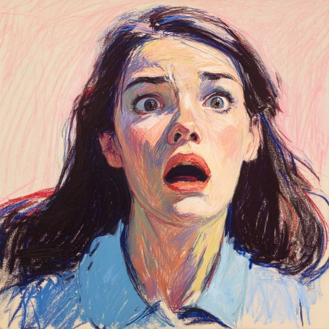 Terrified Teenager Pastel Art by Wayne Thiebaud