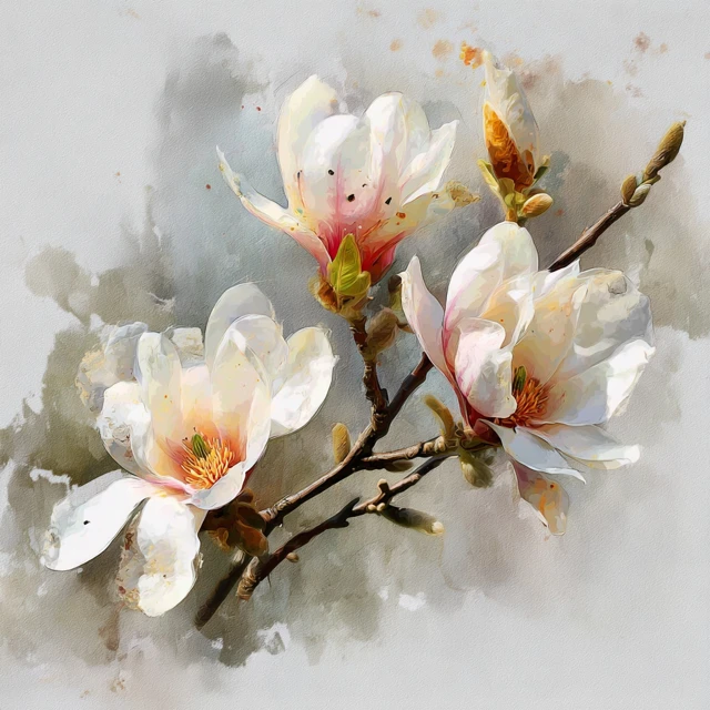 Magnolia Watercolour Painting Floral Art