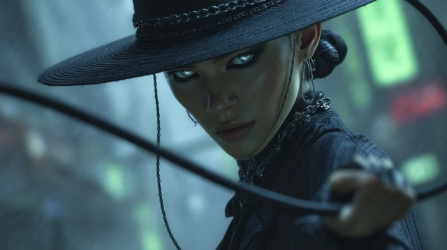 Cyberpunk Cowgirl Artgem Style Cinematic Scene