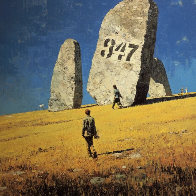Stone Monoliths in a Field Painting