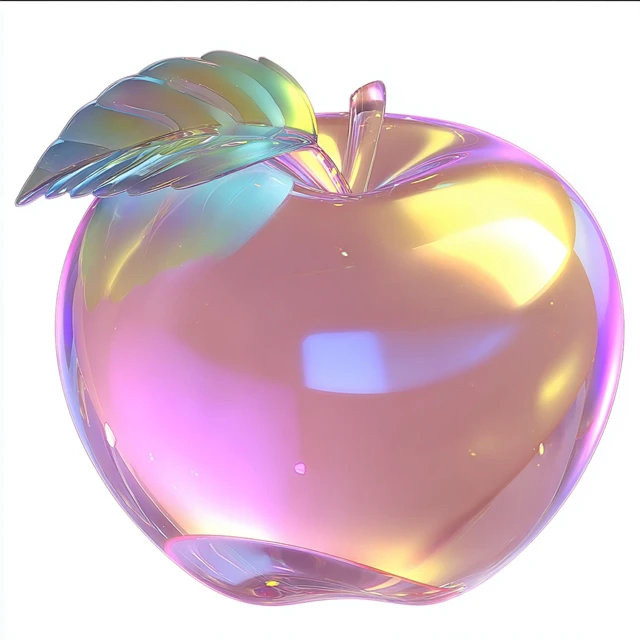 Pink Glass Apple 3D Render Anime Style