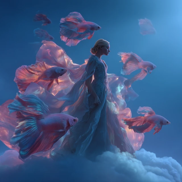 Betta Fish Gown Fantasy Fashion Art
