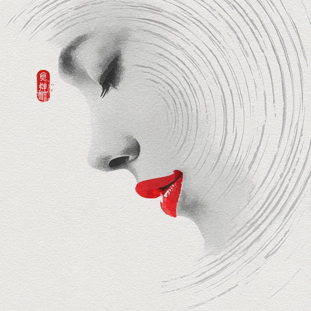 Minimalist Female Profile Modern Oriental Logo