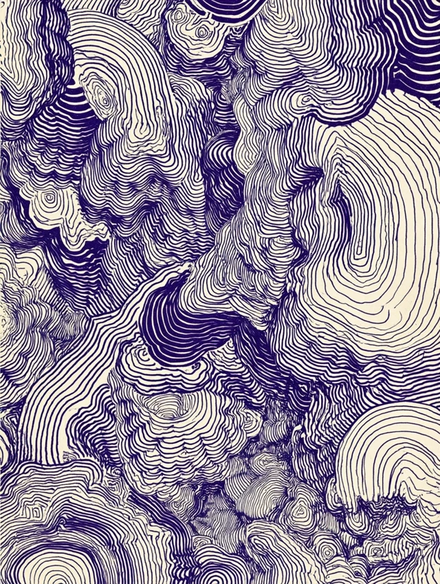 Abstract Art with Curved Lines and Concentric Shapes