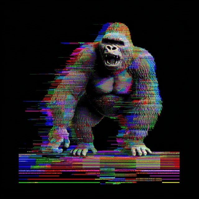 Retro Gorilla CRT TV Art 80s Digital Aesthetic
