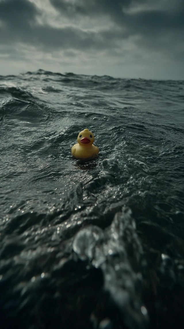 Rubber Duck in Ocean: Advertising Photo