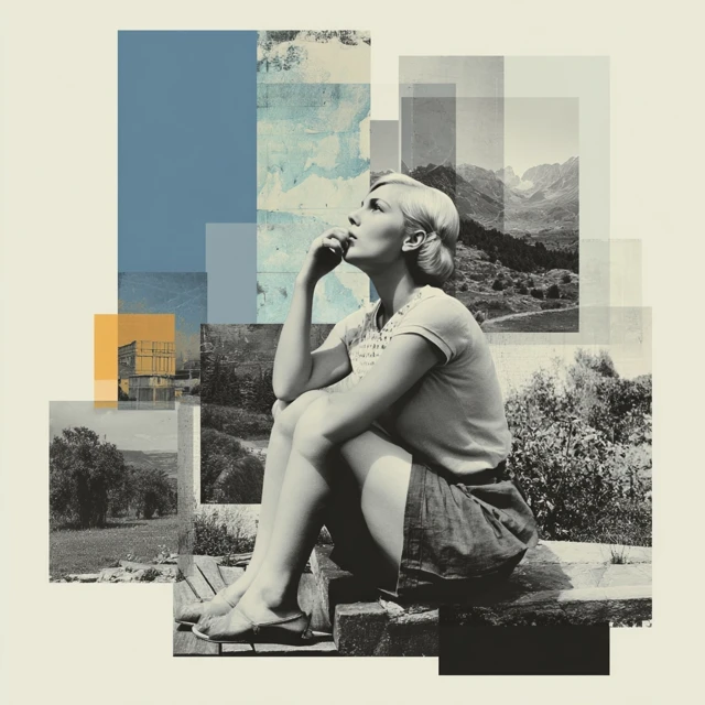 Man Contemplating Nature Mountains Lake Art