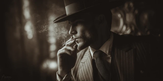 Classic Gentleman Dandy in Film Noir Style