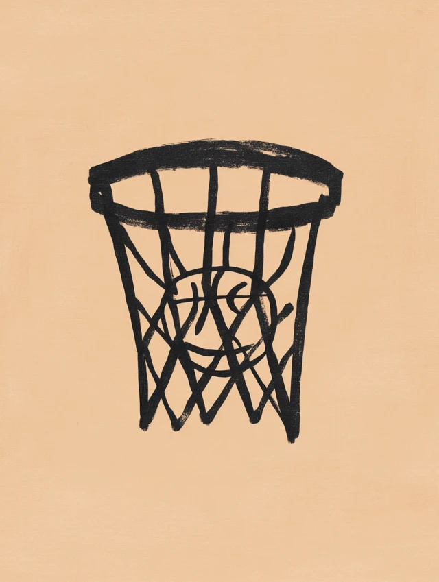 Basketball Hoop Minimalist Ink Sketch