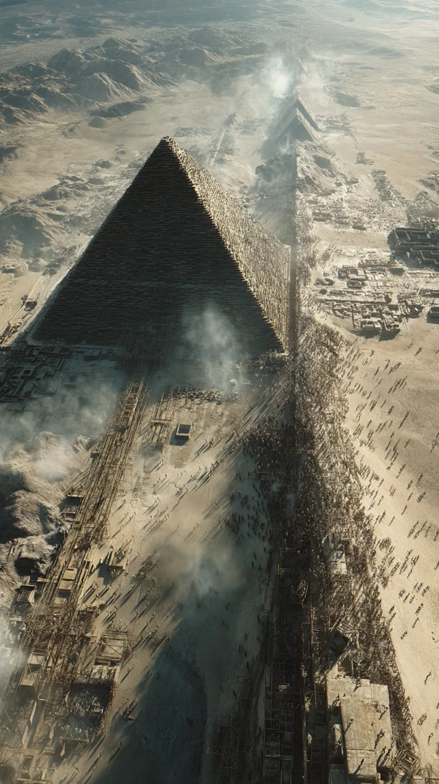 Ancient Egyptian Pyramid Construction Aerial View