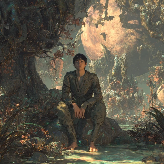 Alien Rainforest Young Man Concept Art