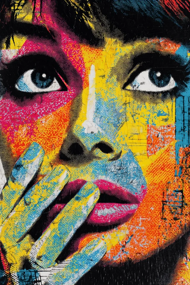 Pop Art Tableau Portrait Colorful Face Art Print