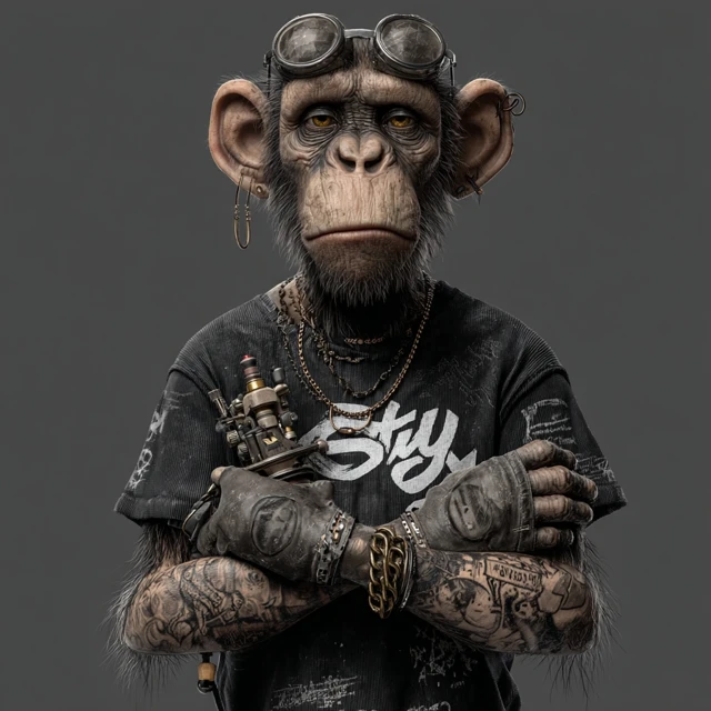 Tattoo Artist Monkey Illustration