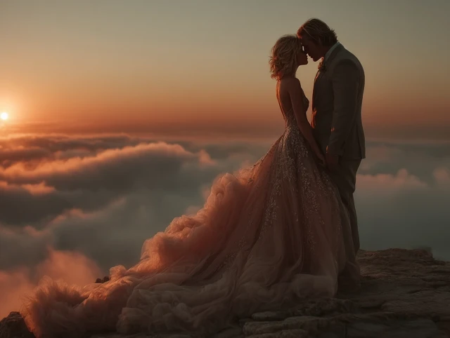 Romantic Couple Silhouette at Sunset