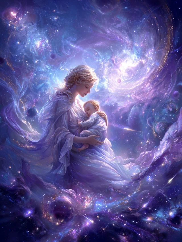 Celestial Mother and Child Space Art
