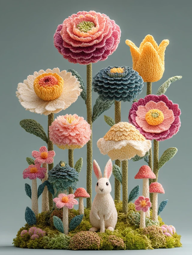 Bunny in a Flower Garden Illustration for E-commerce