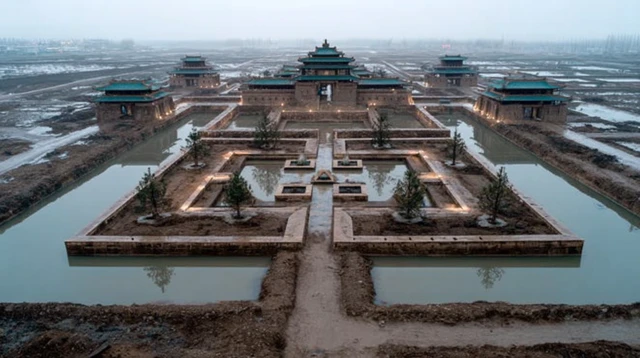 Ancient Chinese City Aerial View SpringAutumn Period
