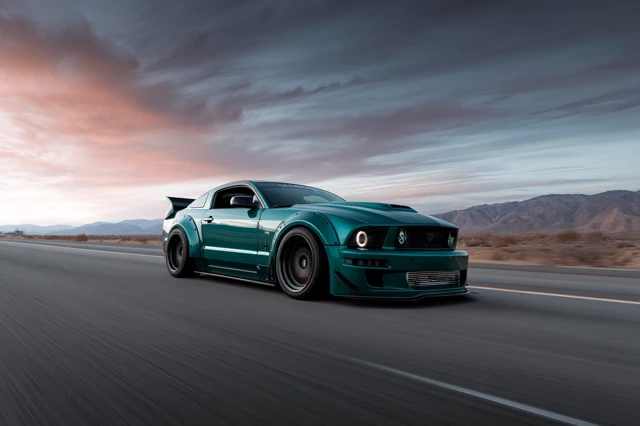 Modified Ford Mustang Widebody on the Highway