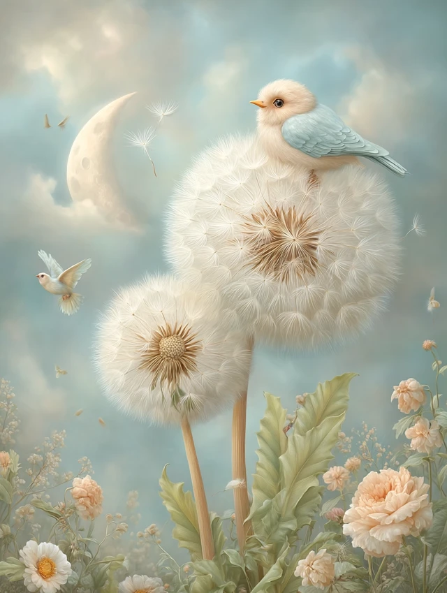 Dandelion Dreams Whimsical Birdhouse Art