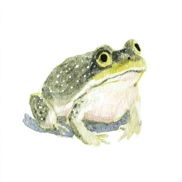 Watercolor Frog Clipart Olive Green and Gray Illustration