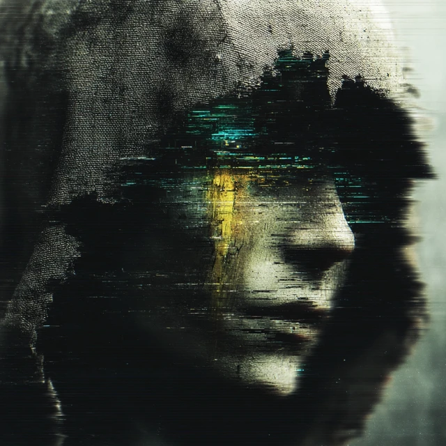Cyberpunk Glitch Figure Dark Avatar Art
