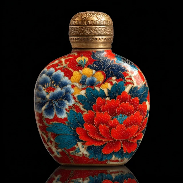 Cartoon Peony Painted Snuff Bottle