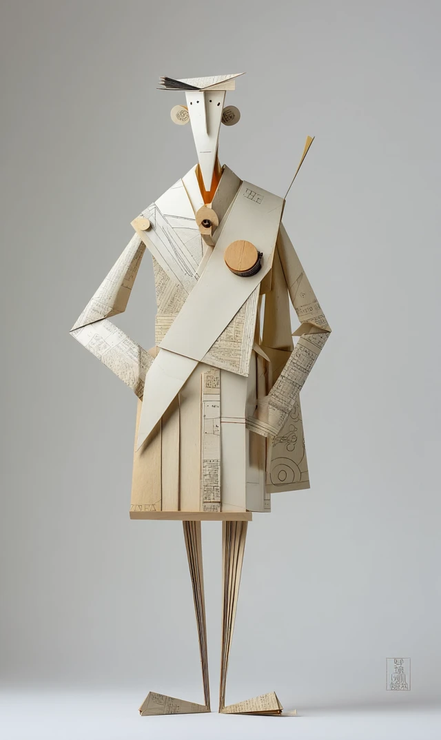 Elegant Paper Origami Figure on White Background