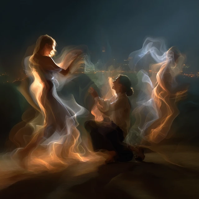 Abstract Night Breeze  Dancing Figures