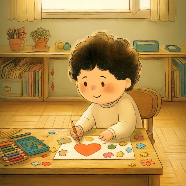 Cozy Childrens Book Illustration Korean Boy Drawing