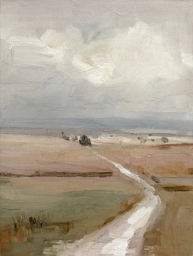 Windmill Painting Landscape Countryside Art