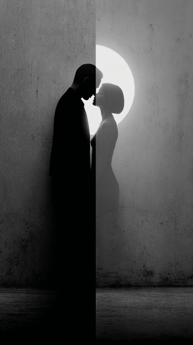 Minimalist Lovers Kissing Black and White Photography