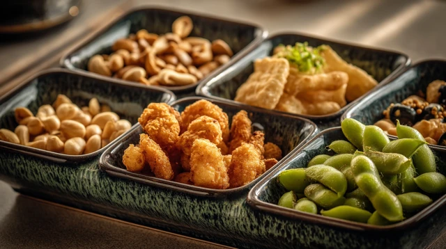 Snack Platter Peanuts Seeds Chicken Prawns Edamame