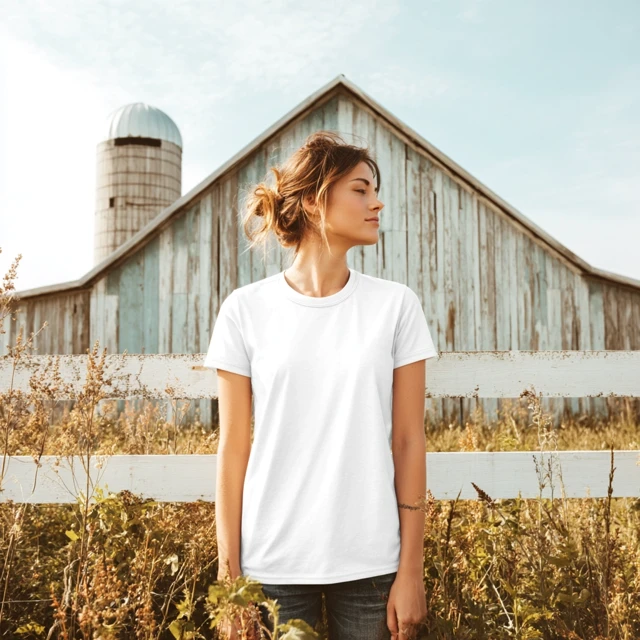 Womens Blank Tee Mockup Barn Farm Countryside