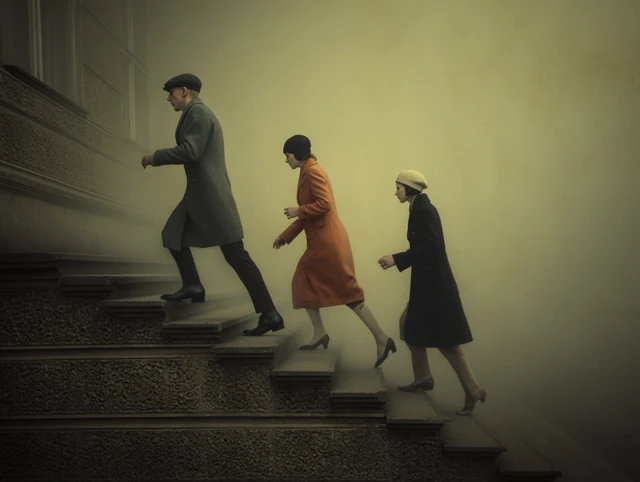 Surreal Dreamlike Ascent 1940s Photorealistic Art