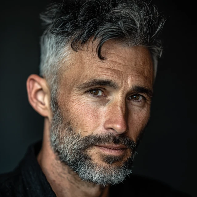 Portrait of a Mature Man with Gray Hair