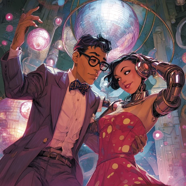 Retro Romance Man and Android Album Cover Art