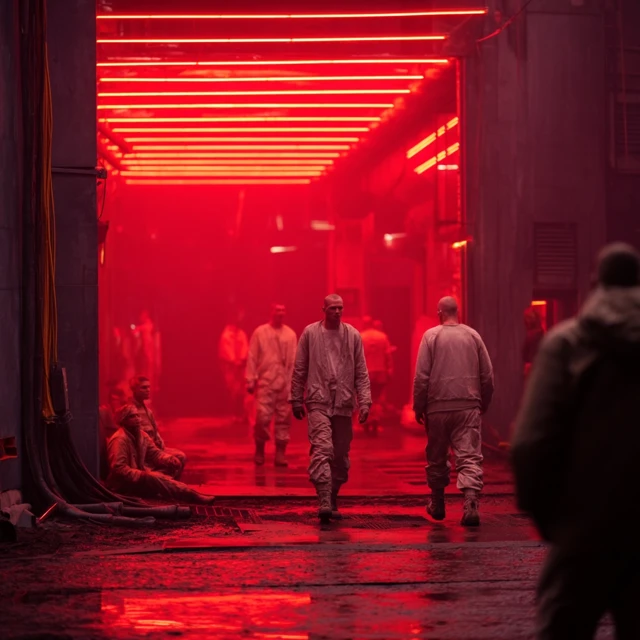 Futuristic Penal Colony Arrival Scene