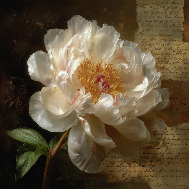 Romantic Peony Still Life Vintage Art
