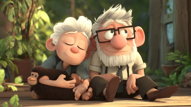 Jane Goodall and Greybeard Monkey King Stage
