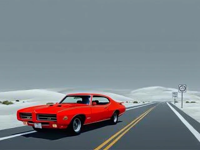 1969 Red Pontiac GTO Vector Art Poster