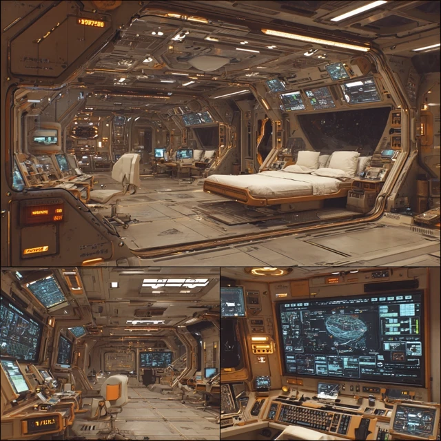 Retro SciFi Cryogenic Chamber Space Station Interior