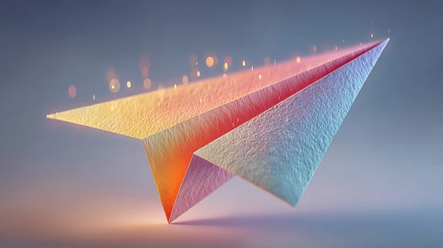 Stylized Paper Airplane Icon in the Sky