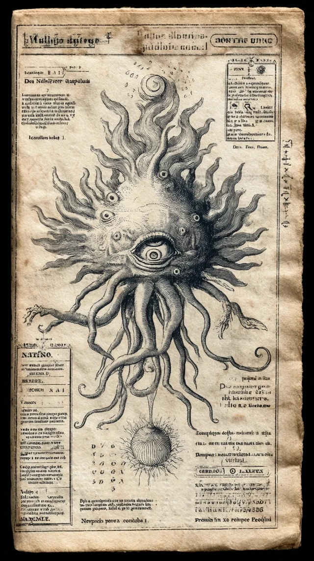 Medieval Bestiary Illustration: Cosmic Creature