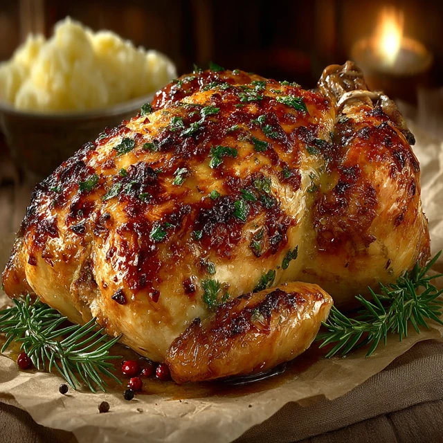 Delicious Roasted Chicken Dinner Photorealistic