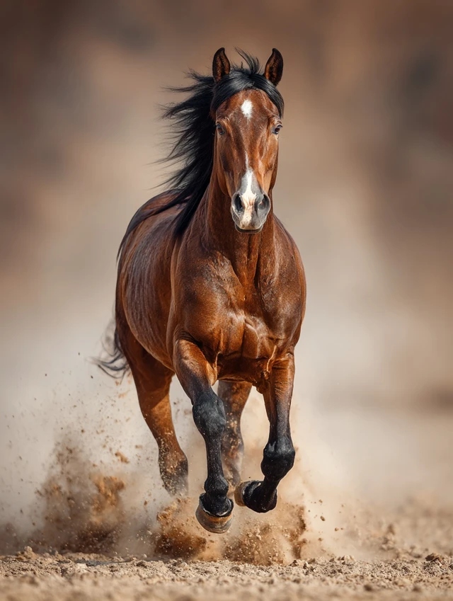 Powerful American Quarter Horse Galloping in Arena